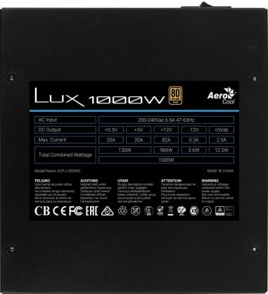 Strömförsörjningsenhet LUX1000 1000W, Aerocool