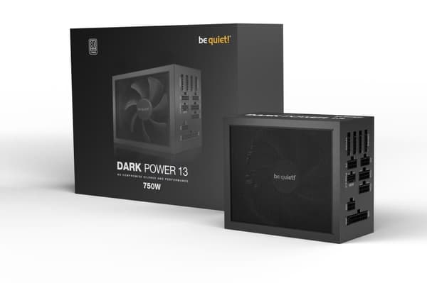 Strømforsyning 750 watt (spidseffekt 850 watt, effektivitet 80 plus titanium, pfc active, mtbf 100000 timer, bn333), Vær stille Sort