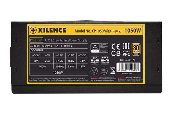 Strømforsyning 1050 watt (effektivitet 80 plus guld, pfc active, xn176), Xilence