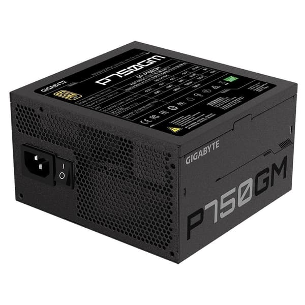 Strømforsyning 750 watt (effektivitet 80 plus guld, pfc aktiv, mtbf 100000 timer, gp-p750gm), Gigabyte