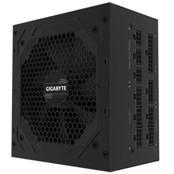 Strømforsyning 750 watt (effektivitet 80 plus guld, pfc aktiv, mtbf 100000 timer, gp-p750gm), Gigabyte Sort