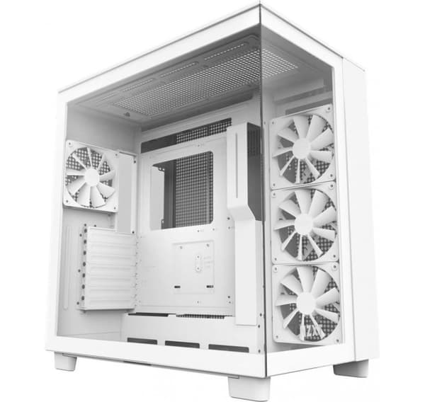 Kotelo, Nzxt, h9 flow (miditower, kotelotuotteessa läpinäkyvä paneeli, ei sisälly, atx, microatx, miniitx, väri valkoinen)