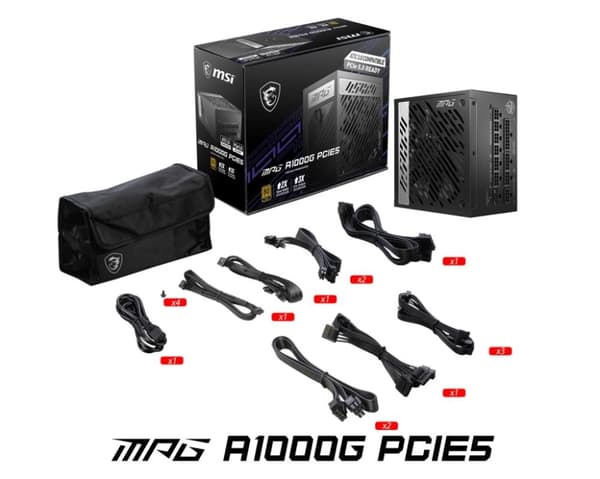 Power supply  1000 watts (efficiency 80 plus gold, pfc active, mpga1000gPCie5), Msi