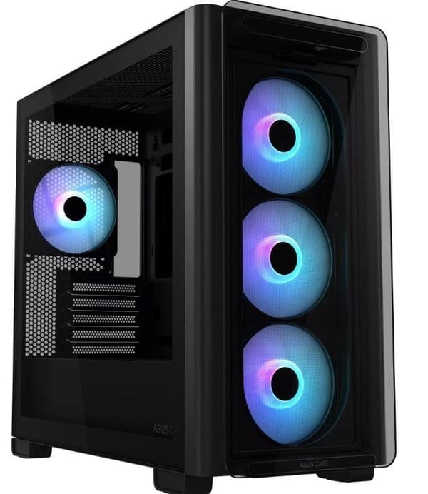 Etui a23 plus (miditower, etuiet har gennemsigtigt panel, microatx, miniitx, farve sort, a23plustg/argbblack), Asus Sort
