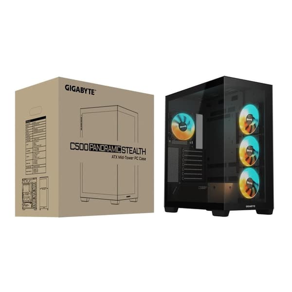 Case GIGABYTE GB-C500P ST (MidiTower, Case product features Transparent panel, ATX, MicroATX, MiniITX, Colour Black)