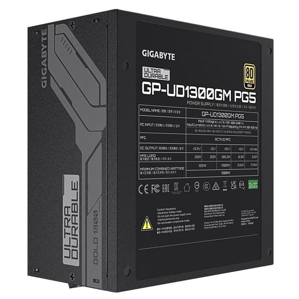 Power Supply GIGABYTE 1300 Watts (Efficiency 80 PLUS GOLD, PFC Active, MTBF 100000 hours, GP-UD1300GMPG5)