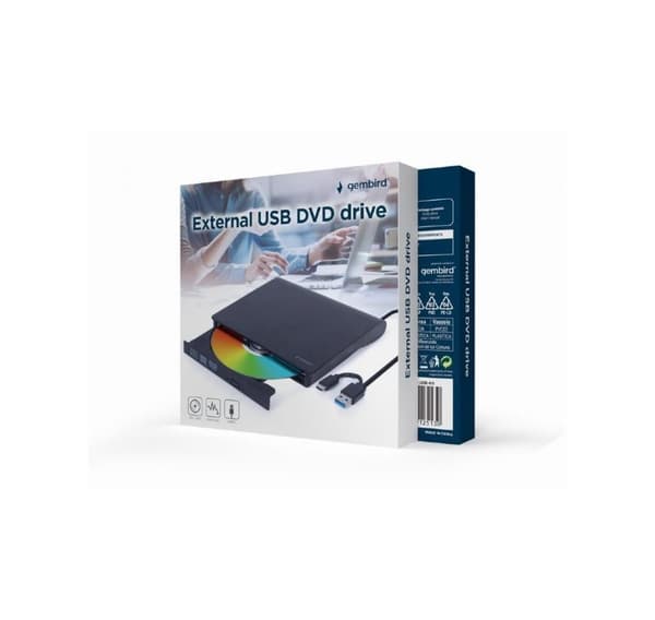 Dvd rw usb3/usb-c 8x ext rtl/black dvd-usb-03, Gembird