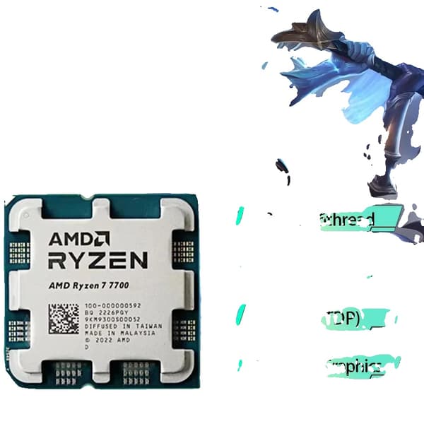 AMD Ryzen 7 7700, 8 ydintä, 16 säiettä, PCIe 5.0, 5.4 GHz Boost-kellotaajuus