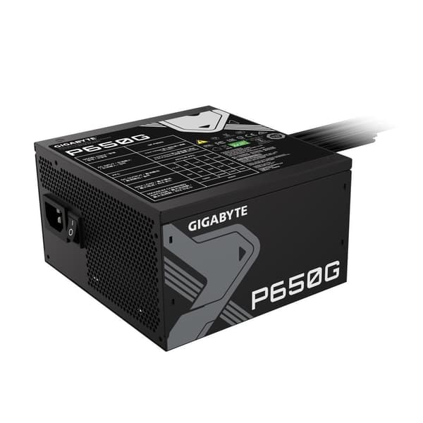 Strømforsyning gp-p650g (650 watt, effektivitet 80 pluss gull, pfc active, mtbf 100000 timer, gp-p650g), Gigabyte