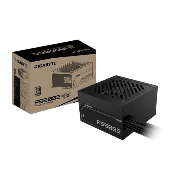 Strømforsyning 550 watt (effektivitet 80 pluss sølv, pfc active, mtbf 100 000 timer, gp-p550ss), Gigabyte