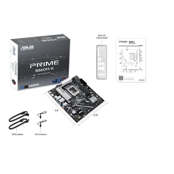 Hovedkort Intel b860 express (lga1851, micro-atx, minne ddr5, minnespor 2, 2xPCi-express 4.0 1x), Asus