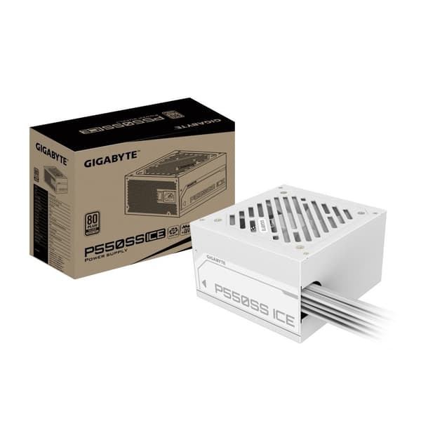 Strømforsyning gp-p550ss is (550 watt, effektivitet 80 pluss sølv, pfc active, mtbf 100 000 timer, gp-p550ssice), Gigabyte