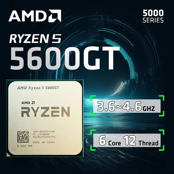 AMD Ryzen 5 5600GT, 6 kerner, 12 tråde, 3.6GHz basisfrekvens