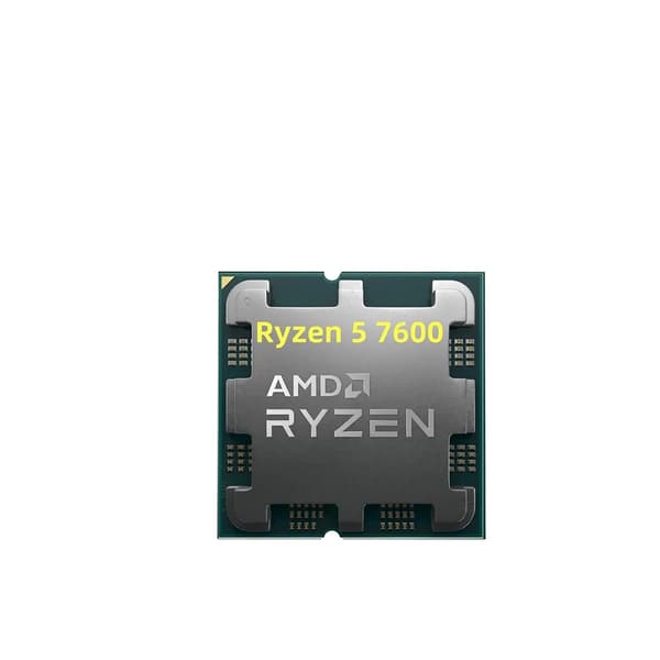 AMD Ryzen 5 7600 CPU, 6 kerner, 12 tråde, 3,8 GHz basisfrekvens