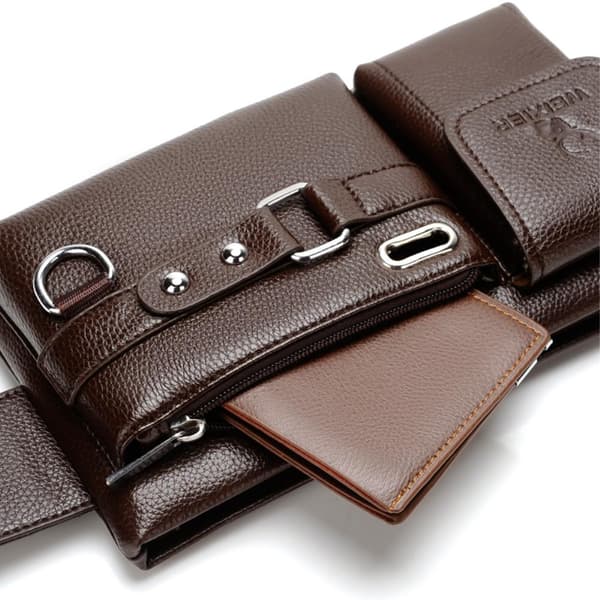 Crossbody Brysttaske Talje Fanny Pack Med Hul til Hovedtelefoner - Sort