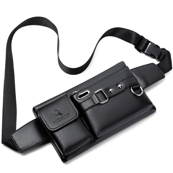 Crossbody Brysttaske Talje Fanny Pack Med Hul til Hovedtelefoner - Sort