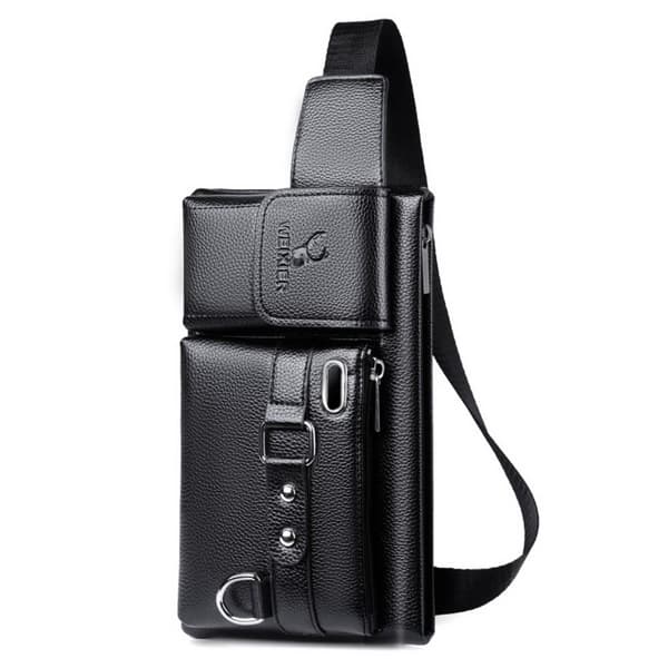 Crossbody Brysttaske Talje Fanny Pack Med Hul til Hovedtelefoner - Sort