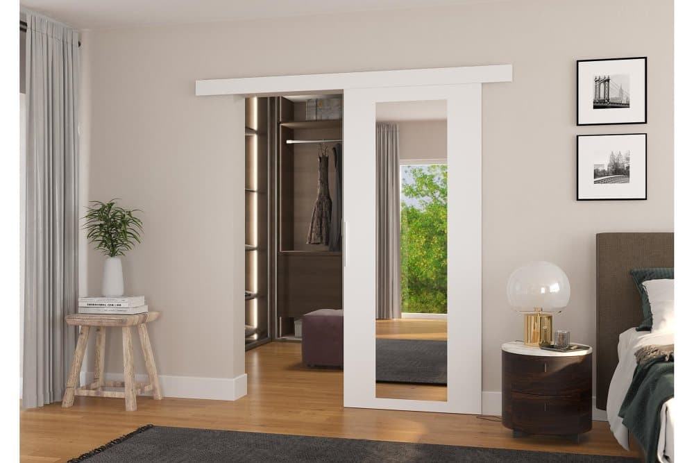 RAHAN Skjutdörr Garderob 96x205 cm Vit