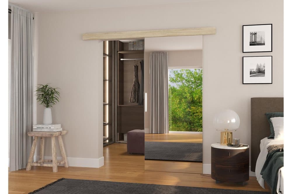 TESANA Skjutdörr Garderob 96x205 cm Sonomaek