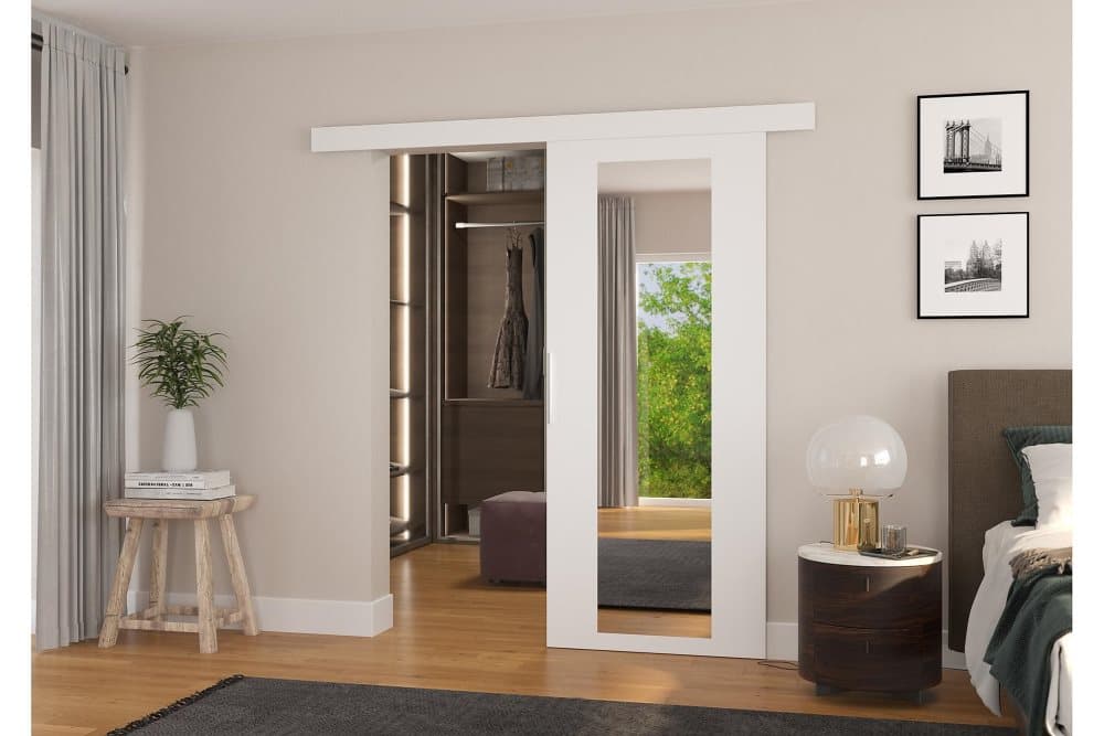 RAHAN Skjutdörr Garderob 86x205 cm Vit