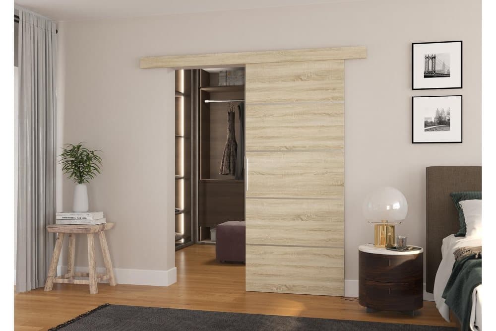 NUESTRA Skjutdörr Garderob 86x205 cm Sonomaek