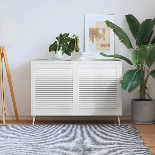 skabslåger 2 stk. 69x59,4 cm lameldesign massivt fyr hvid