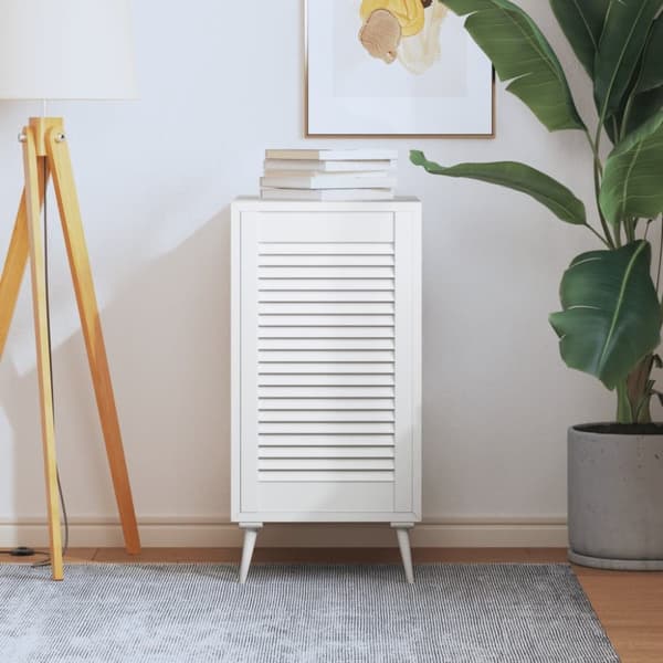 Skåplucka lamelldesign vit 69x39,4 cm massiv furu