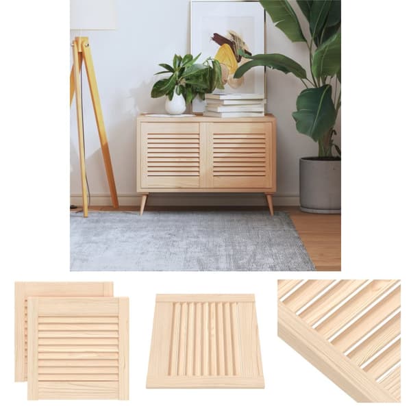 The Living Store skabslåger 2 stk. 39,5x39,4 cm lameldesign massivt fyrretræ -  Skabsdøre