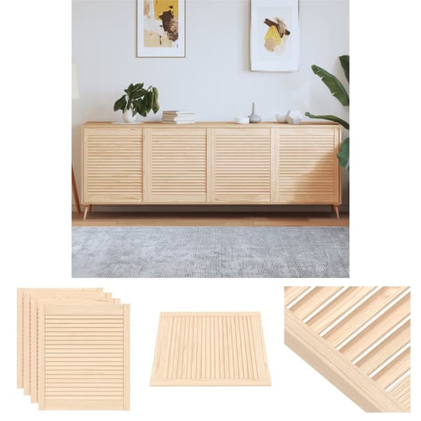 The Living Store skabslåger 4 stk. 69x59,4 cm lameldesign massivt fyrretræ -  Skabsdøre