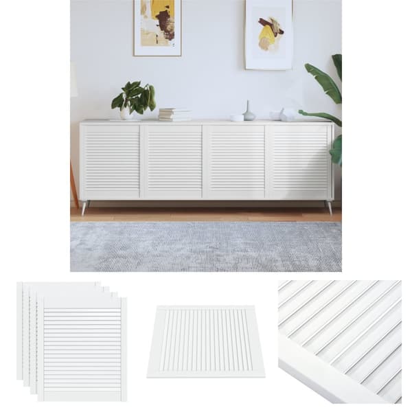 The Living Store Skåpluckor lamelldesign 4 st vit 69x59,4 cm massiv furu - Skåpdörrar