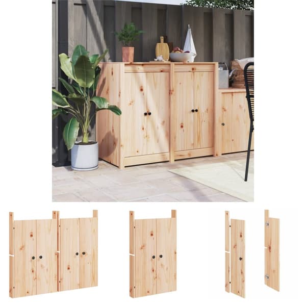 The Living Store Ulkokeittiökaapin ovet 2 kpl 50x9x82 cm täysi mänty -  Kaapinovet