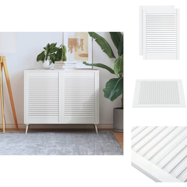 Skabsdøre - Living skabslåger 2 stk. 69x49,4 cm lameldesign massivt fyr hvid