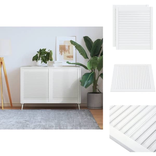 Skabsdøre - Living skabslåger 2 stk. 69x59,4 cm lameldesign massivt fyr hvid