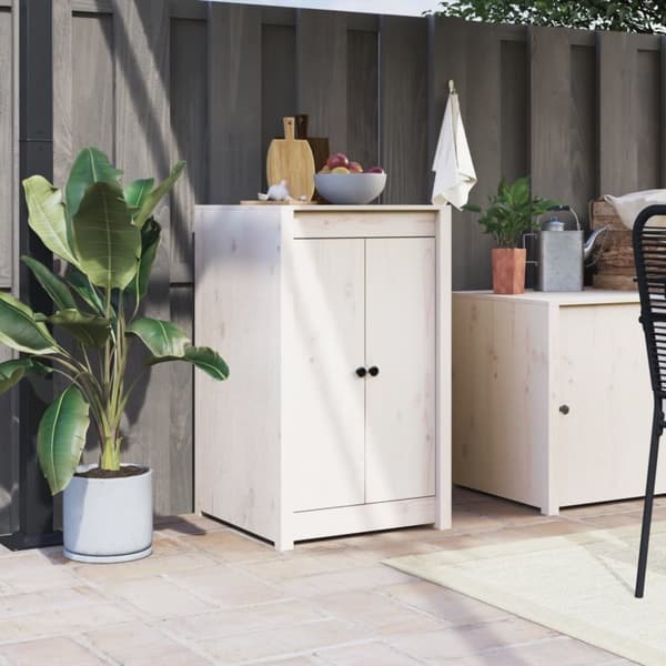 Köksluckor för utomhusbruk vit 50x9x82 cm massiv furu