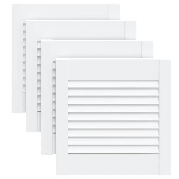 Skåpluckor lamelldesign 4 st vit 39,5x39,4 cm massiv furu