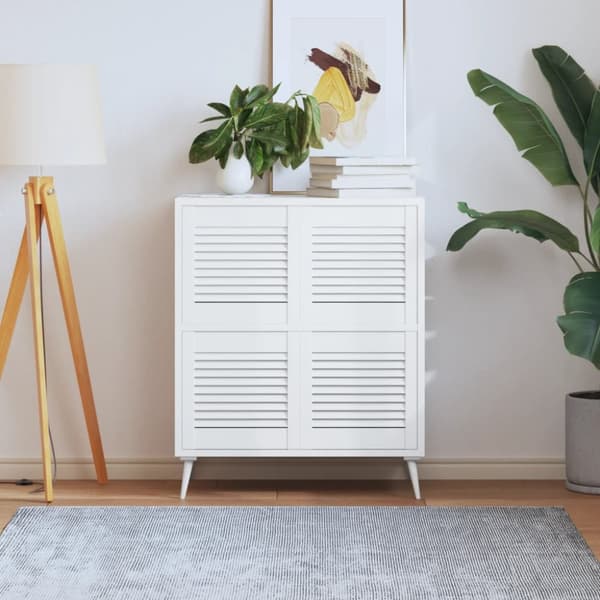 Skåpluckor lamelldesign 4 st vit 39,5x39,4 cm massiv furu