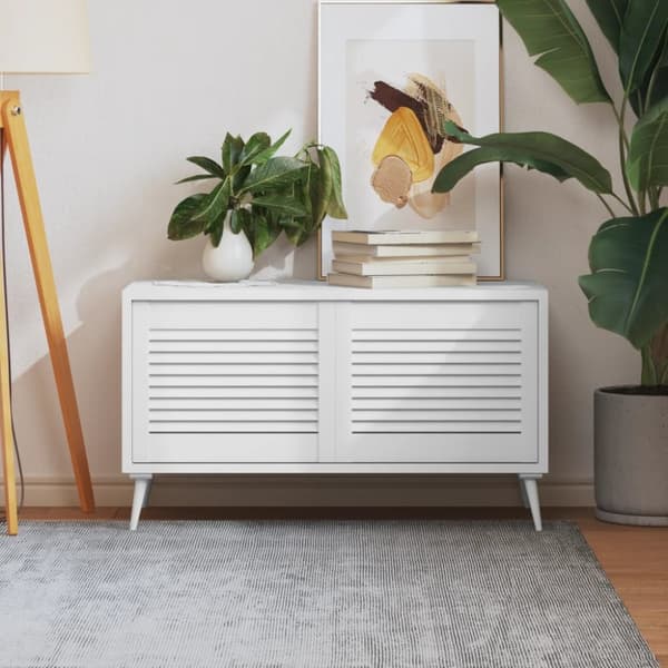 Skåpluckor lamelldesign 2 st vit 39,5x49,4 cm massiv furu