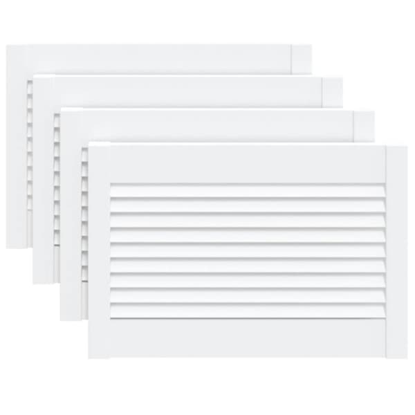 Skåpluckor lamelldesign 4 st vit 39,5x59,4 cm massiv furu