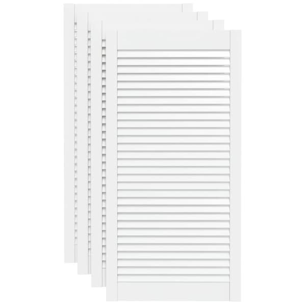 Skåpluckor lamelldesign 4 st vit 99,3x49,4 cm massiv furu