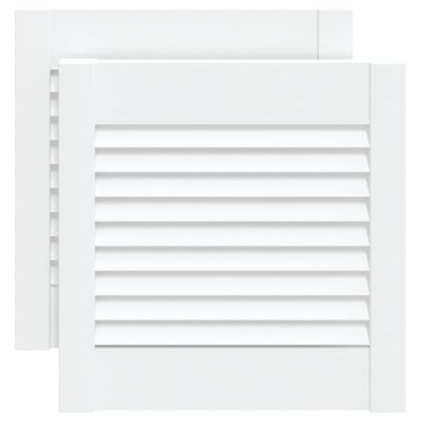 Skåpluckor lamelldesign 2 st vit 39,5x39,4 cm massiv furu