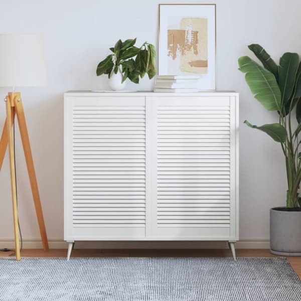 Skåpluckor lamelldesign 2 st vit 99,3x59,4 cm massiv furu