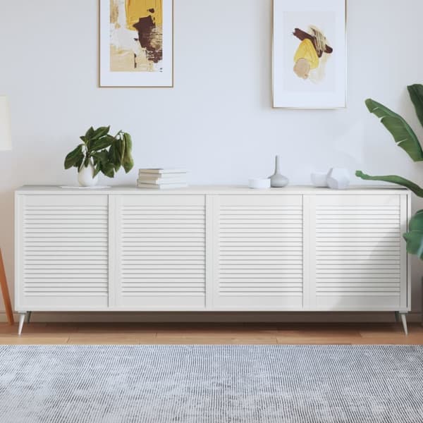 Skåpluckor lamelldesign 4 st vit 69x59,4 cm massiv furu