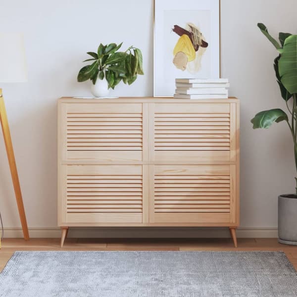 Skåpluckor lamelldesign 4 st 39,5x59,4 cm massiv furu