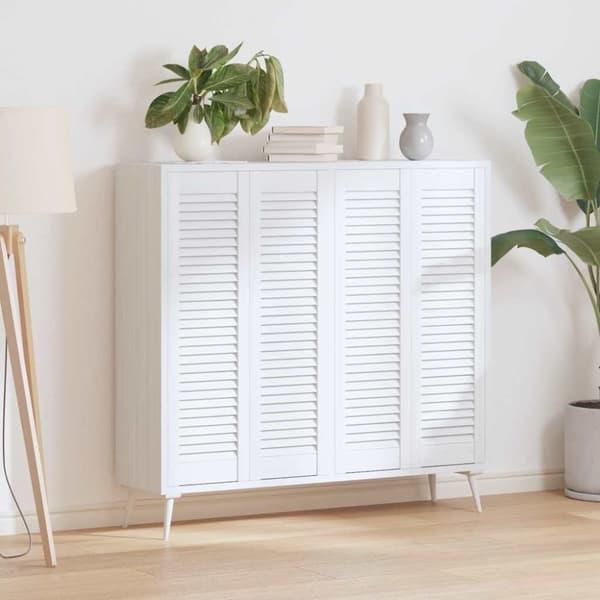 vidaXL Skåpsdörrar lamelldesign 4 st vit 99x29,5 cm
