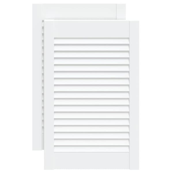 Skåpluckor lamelldesign 2 st vit 61,5x39,4 cm massiv furu