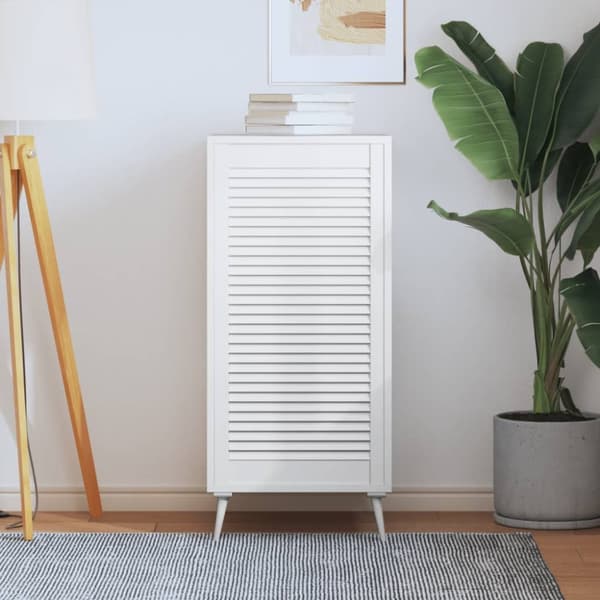 Skåplucka lamelldesign vit 99,3x49,4 cm massiv furu