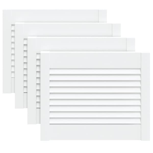 Skåpluckor lamelldesign 4 st vit 39,5x49,4 cm massiv furu