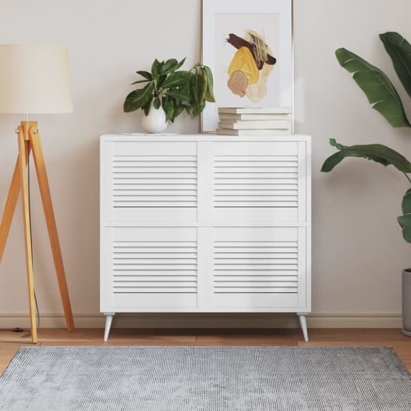 Skåpluckor lamelldesign 4 st vit 39,5x49,4 cm massiv furu