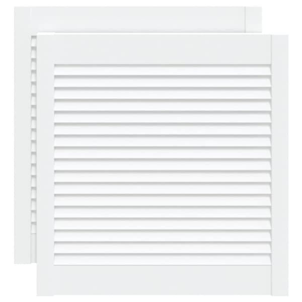 Skåpluckor lamelldesign 2 st vit 61,5x59,4 cm massiv furu