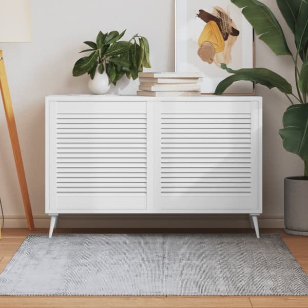 Skåpluckor lamelldesign 2 st vit 61,5x59,4 cm massiv furu